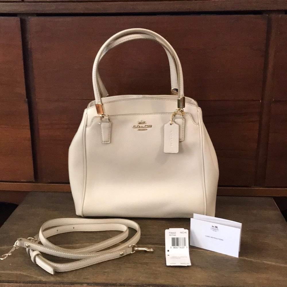 Coach Minetta Chalk Cross-grained Leather Crossbody Handbag Purse Strap